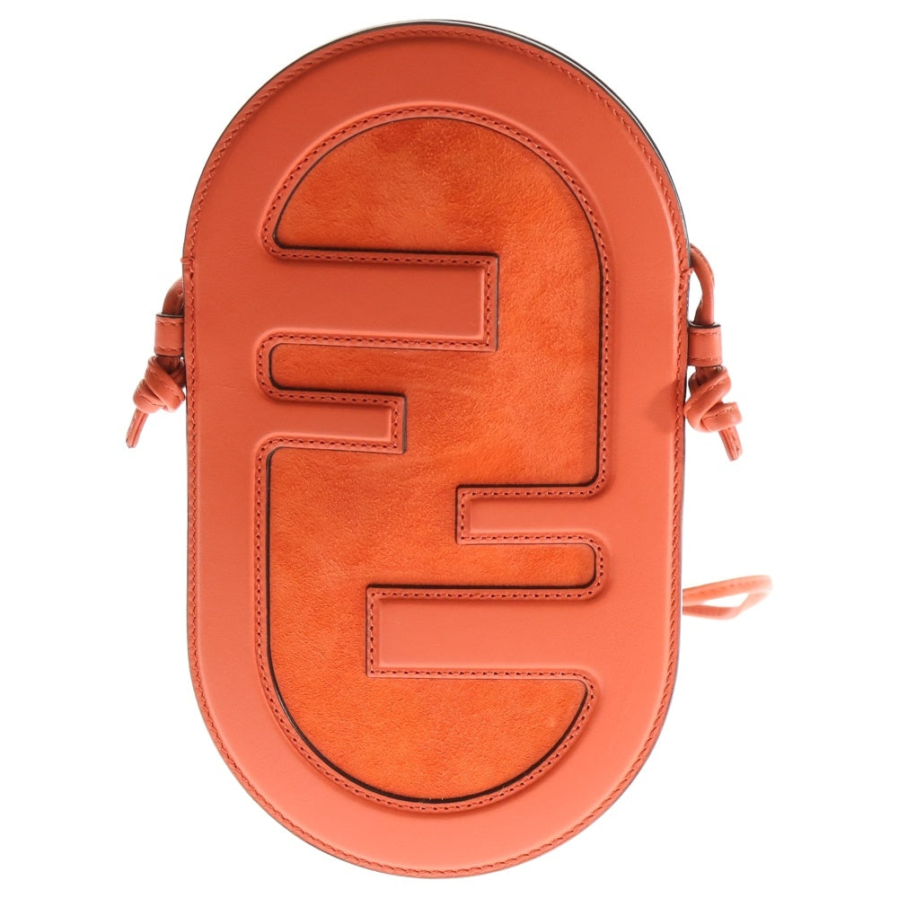 FENDI(フェンディ) オーロック FFロゴ スウェード コンビレザー フォンホルダー スマホ フォンポーチ カードケース オレンジ 7AS055
