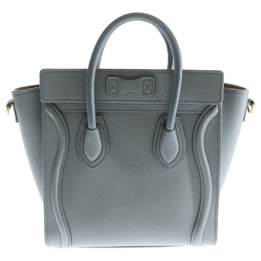 CELINE(セリーヌ) ラゲージナノ 2WAYバッグ ショルダーバッグ ハンドバッグ レザー グレー ゴールド金具