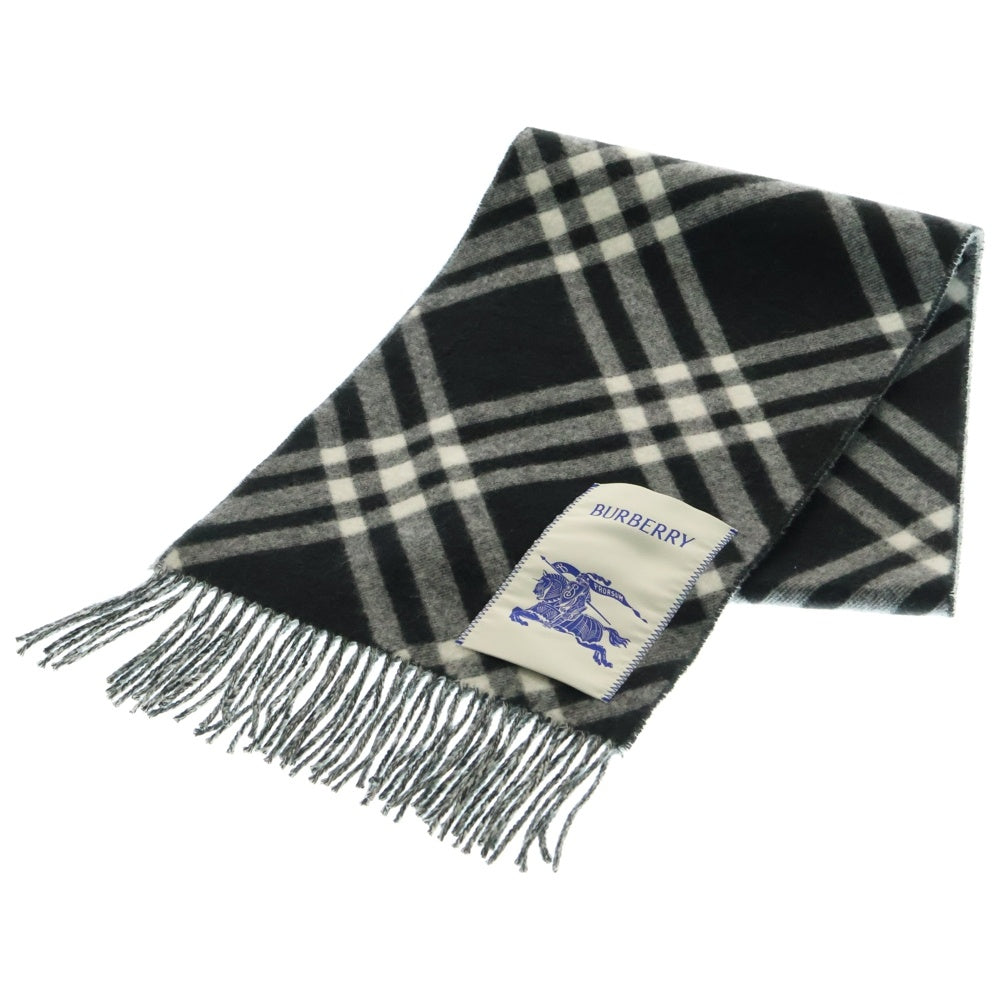BURBERRY(バーバリー) マフラー カシミア チェック ブラック×ホワイト