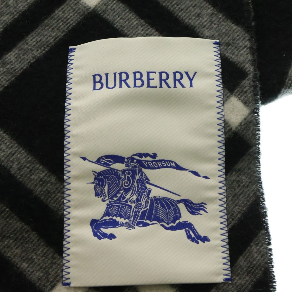 BURBERRY(バーバリー) マフラー カシミア チェック ブラック×ホワイト