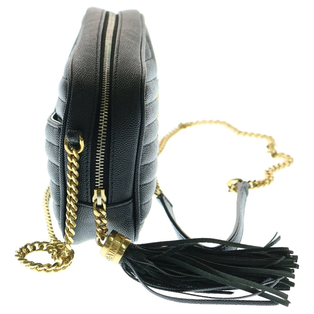YVES SAINT LAURENT(イヴサンローラン) YSLロゴミニチェーン レザーショルダーバッグ ブラック 618057