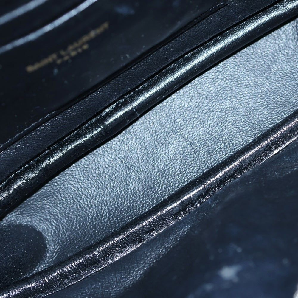 YVES SAINT LAURENT(イヴサンローラン) YSLロゴミニチェーン レザーショルダーバッグ ブラック 618057