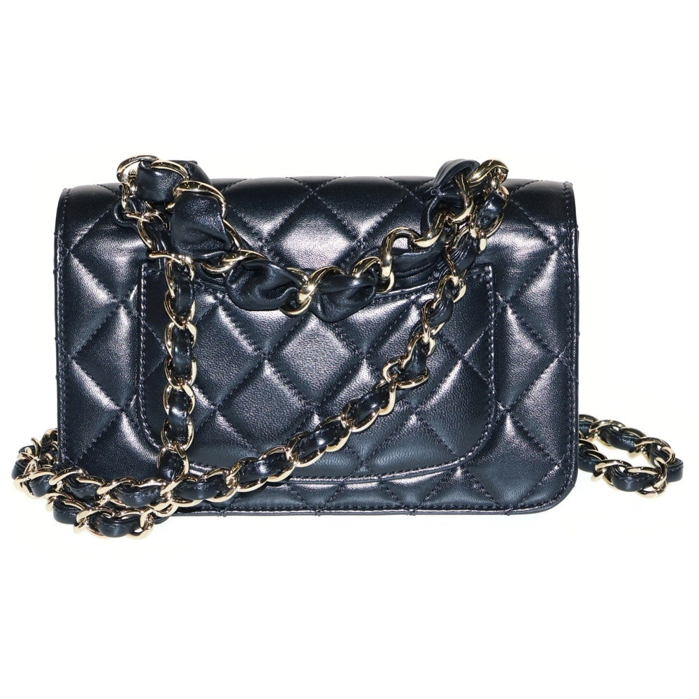 CHANEL(シャネル) マトラッセ20 チェーンショルダーバッグ 2wayハンドバッグ ブラック ラムスキン シングルフラップ ゴールド金具