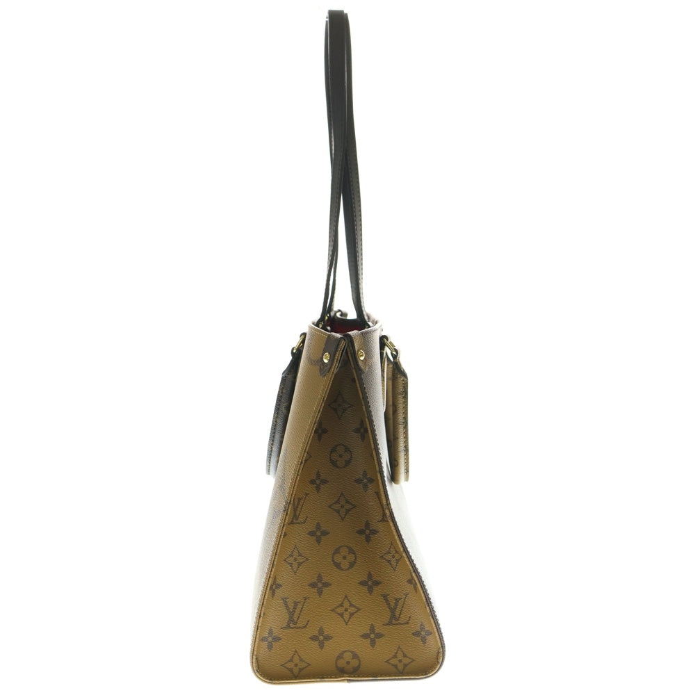 LOUIS VUITTON(ルイヴィトン) オンザゴーMM モノグラム ジャイアント リバース PVC レザー 2WAY ハンド ショルダー トートバッグ ゴールド金具 ブラウン M45321