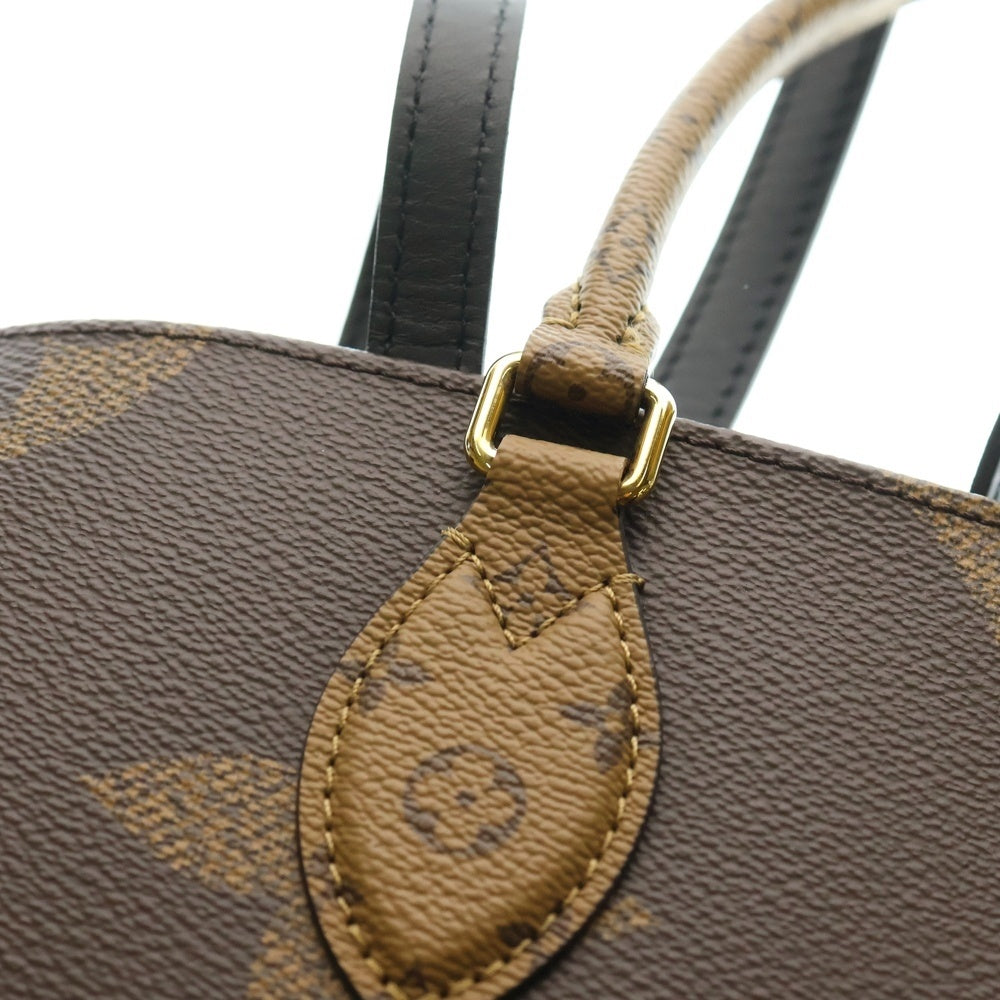 LOUIS VUITTON(ルイヴィトン) オンザゴーMM モノグラム ジャイアント リバース PVC レザー 2WAY ハンド ショルダー トートバッグ ゴールド金具 ブラウン M45321