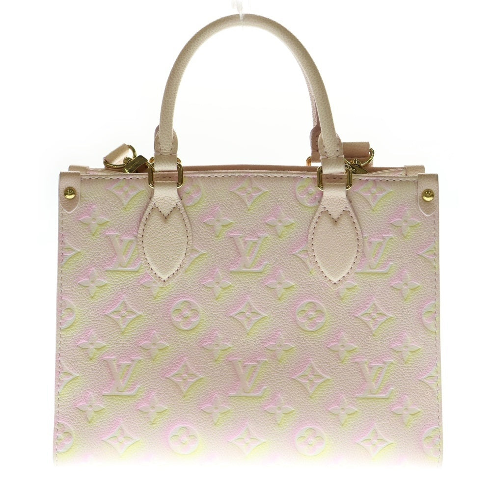 LOUIS VUITTON(ルイヴィトン) オンザゴーPM モノグラム アンプラント エンボスレザー 2WAY ハンド ショルダー トートバッグ ゴールド金具 ピンク M46168