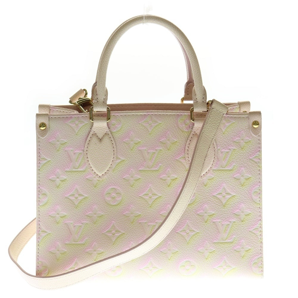 LOUIS VUITTON(ルイヴィトン) オンザゴーPM モノグラム アンプラント エンボスレザー 2WAY ハンド ショルダー トートバッグ ゴールド金具 ピンク M46168
