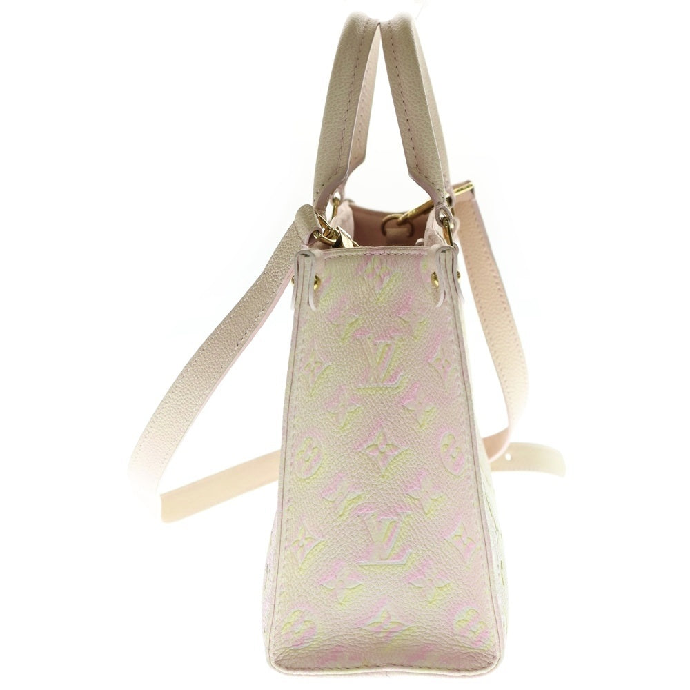 LOUIS VUITTON(ルイヴィトン) オンザゴーPM モノグラム アンプラント エンボスレザー 2WAY ハンド ショルダー トートバッグ ゴールド金具 ピンク M46168