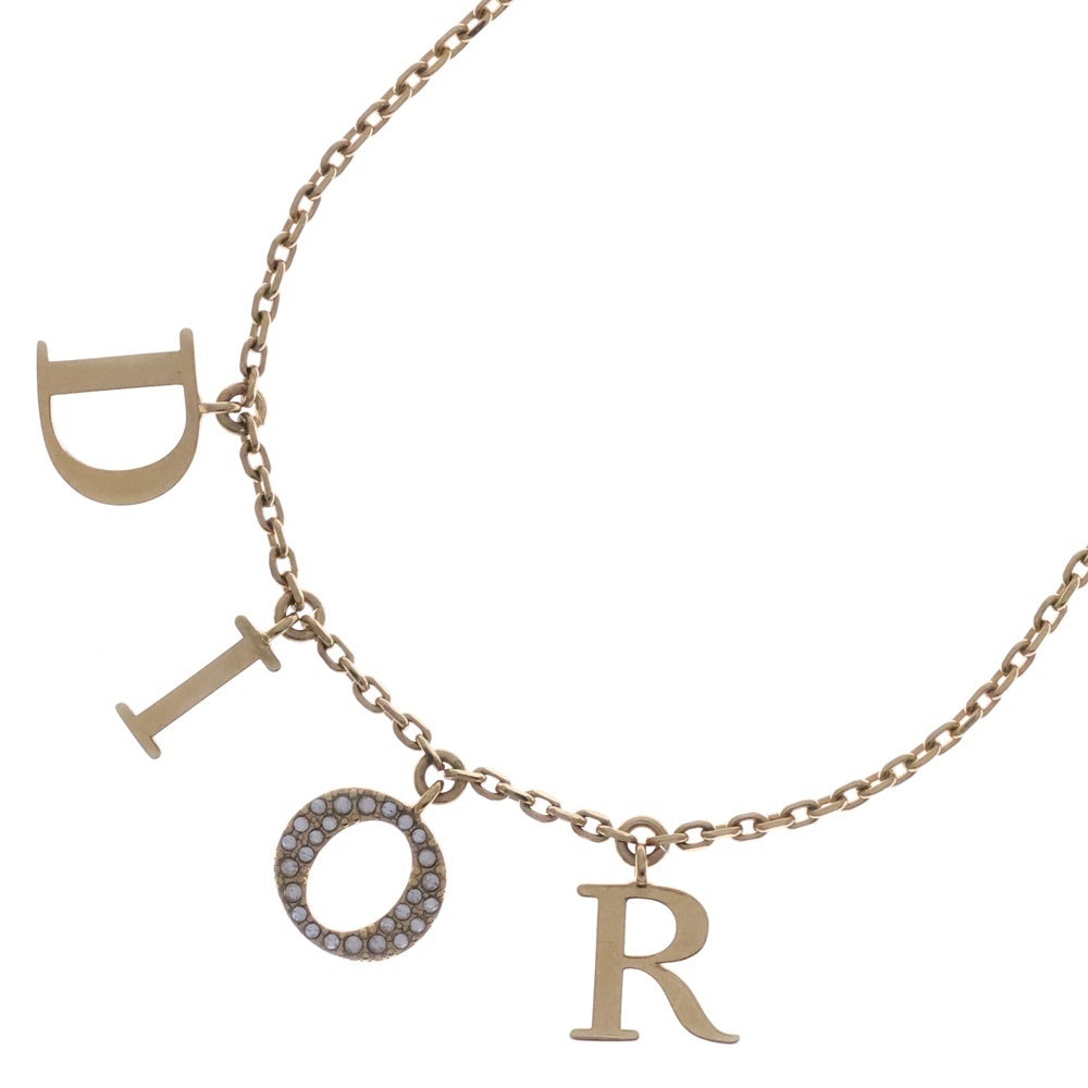 DIOR(ディオール) レボリューション ロゴ ラインストーン ネックレス ペンダント チェーン ゴールド GP N1308DVOCY