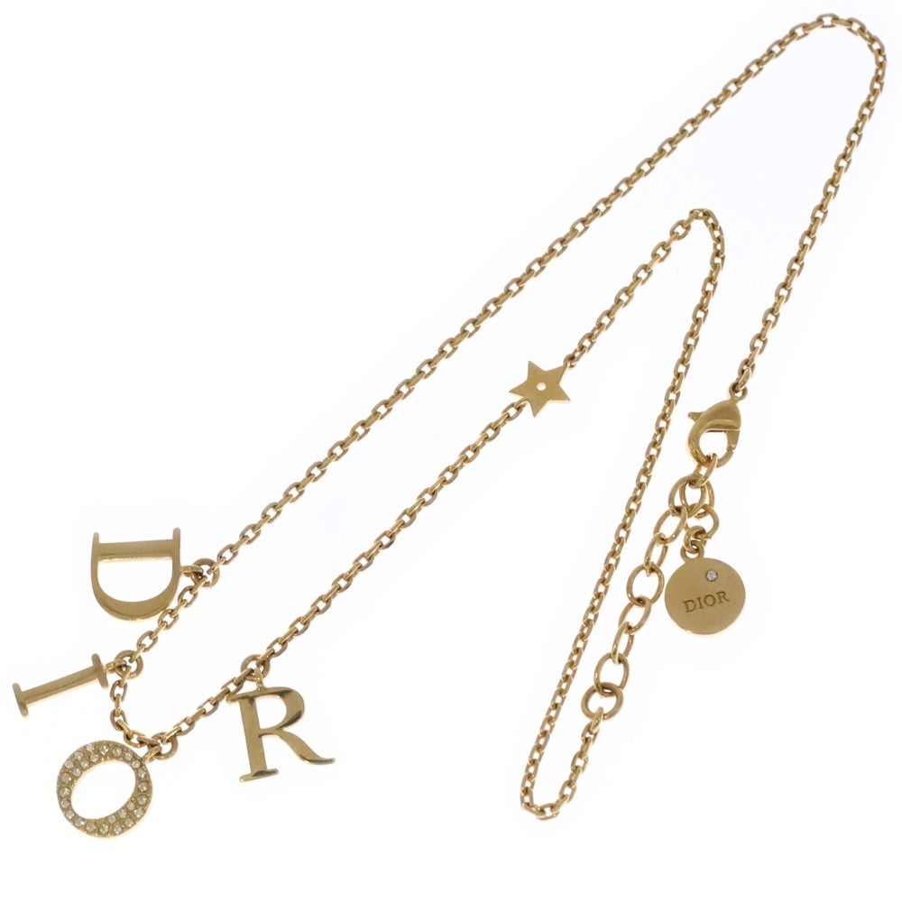DIOR(ディオール) レボリューション ロゴ ラインストーン ネックレス ペンダント チェーン ゴールド GP N1308DVOCY