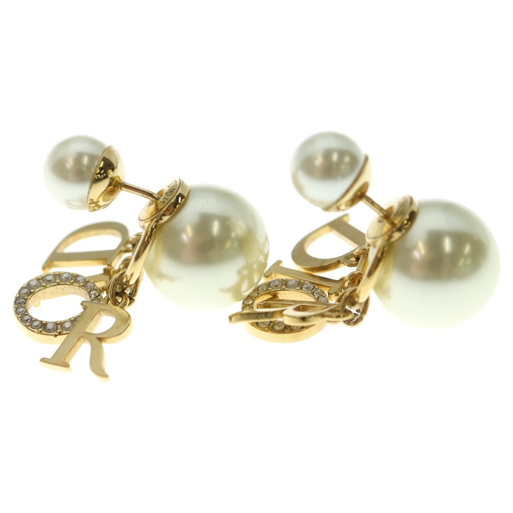DIOR(ディオール) トライバル ロゴ ラインストーン フェイクパール ピアス GP ゴールド E1411TRICY