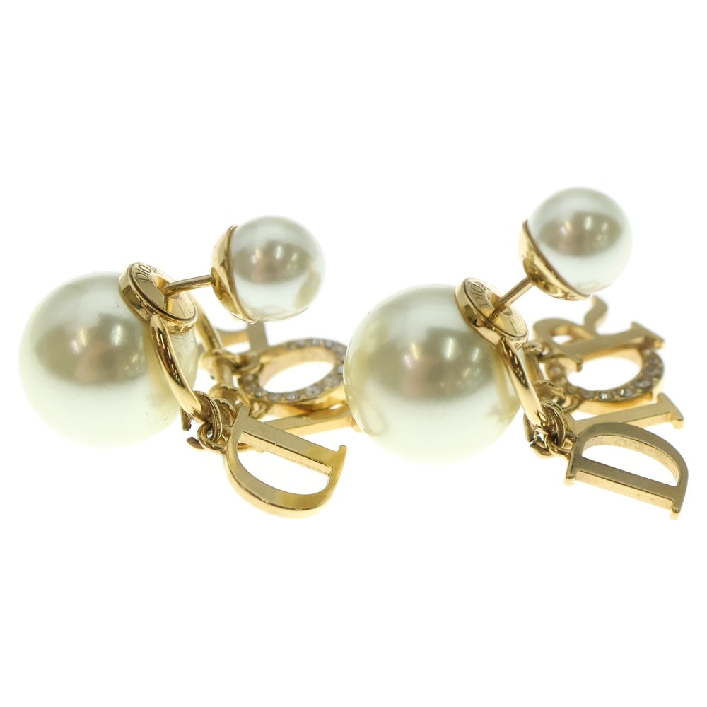 DIOR(ディオール) トライバル ロゴ ラインストーン フェイクパール ピアス GP ゴールド E1411TRICY