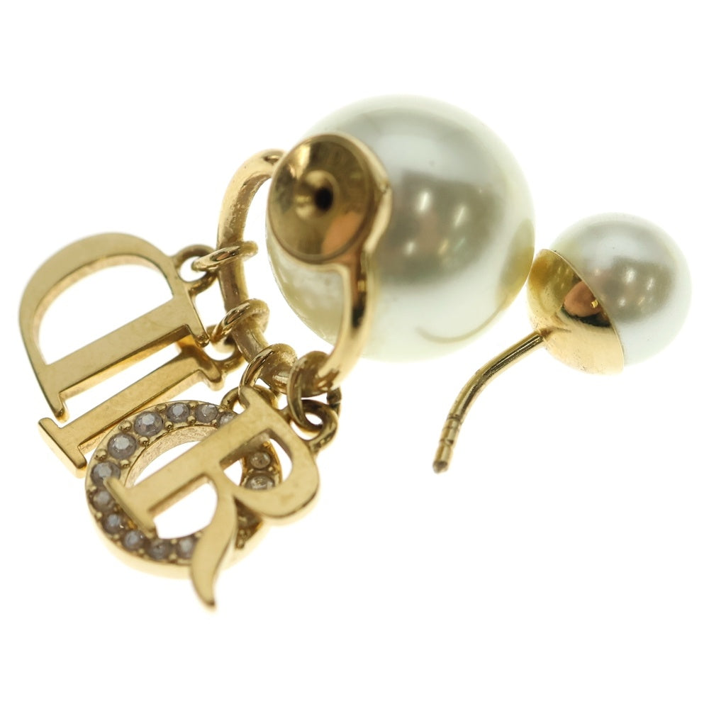 DIOR(ディオール) トライバル ロゴ ラインストーン フェイクパール ピアス GP ゴールド E1411TRICY