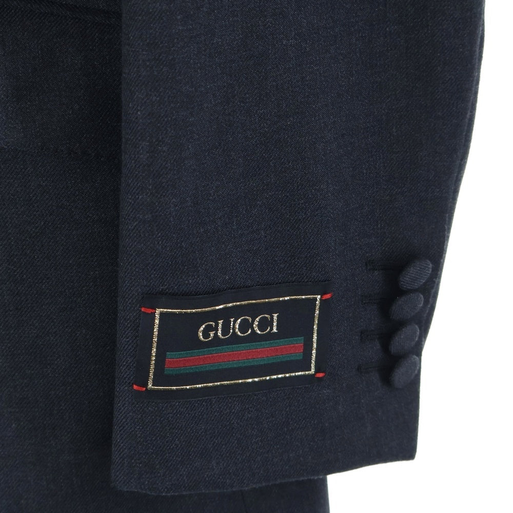 GUCCI(グッチ) 袖ワッペンロゴラベル ダブルブレスト ウール テーラードジャケット グレー 732605