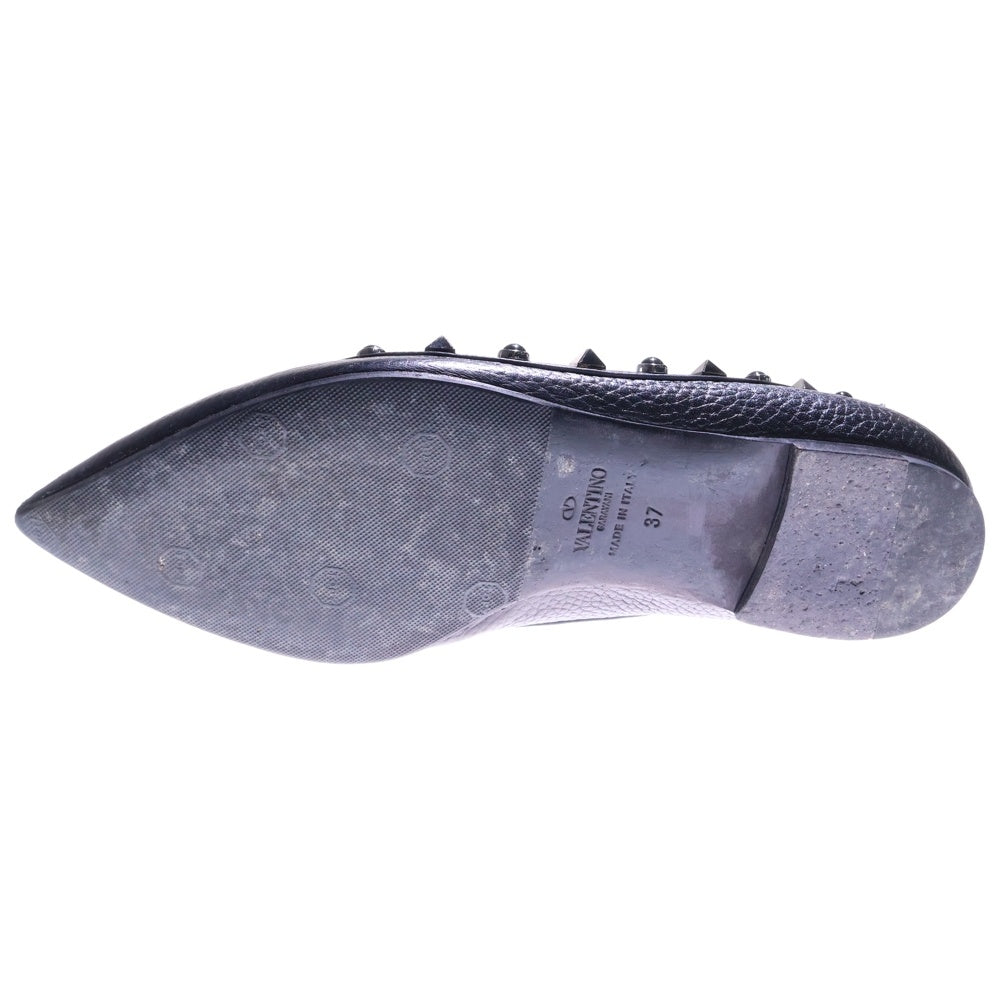 Valentino Giuliattini(ヴァレンチノ ジュリアティー二) ロックスタッズ レザー フラット パンプス シューズ ブラック レディース