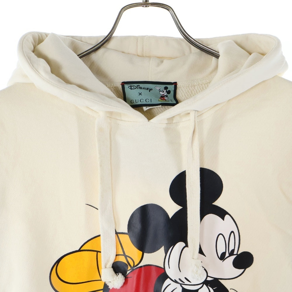 GUCCI(グッチ) ×Disney ディズニー ミッキーマウス ヴィンテージロゴプリント プルオーバースウェットパーカー フーディー アイボリー 469251