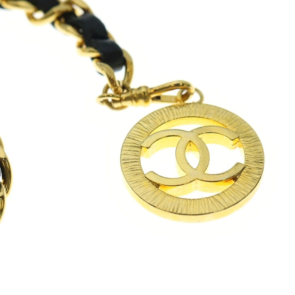 CHANEL(シャネル) ココマーク ロゴプレート 3連 レザー チェーン ベルト ブラック/ゴールド