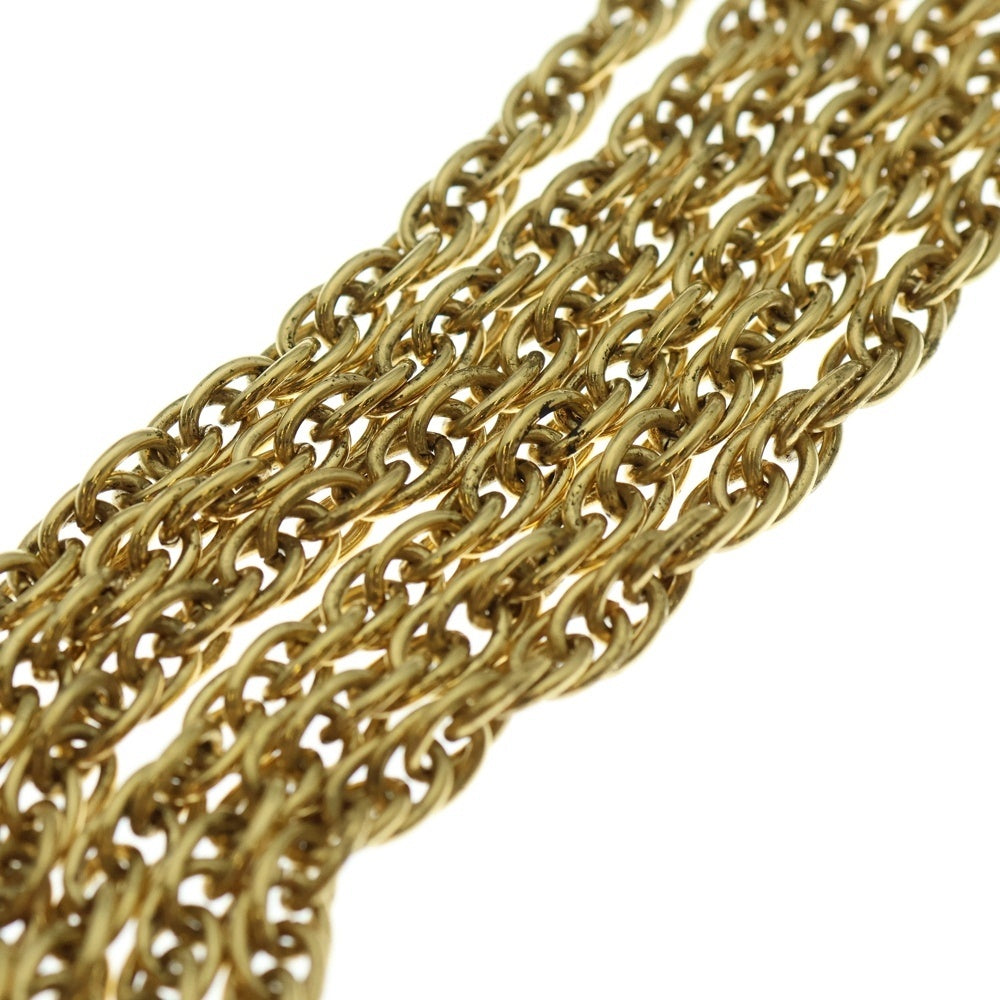 CHANEL(シャネル) ココマーク ロゴプレート 3連 チェーン ロング ネックレス ゴールド