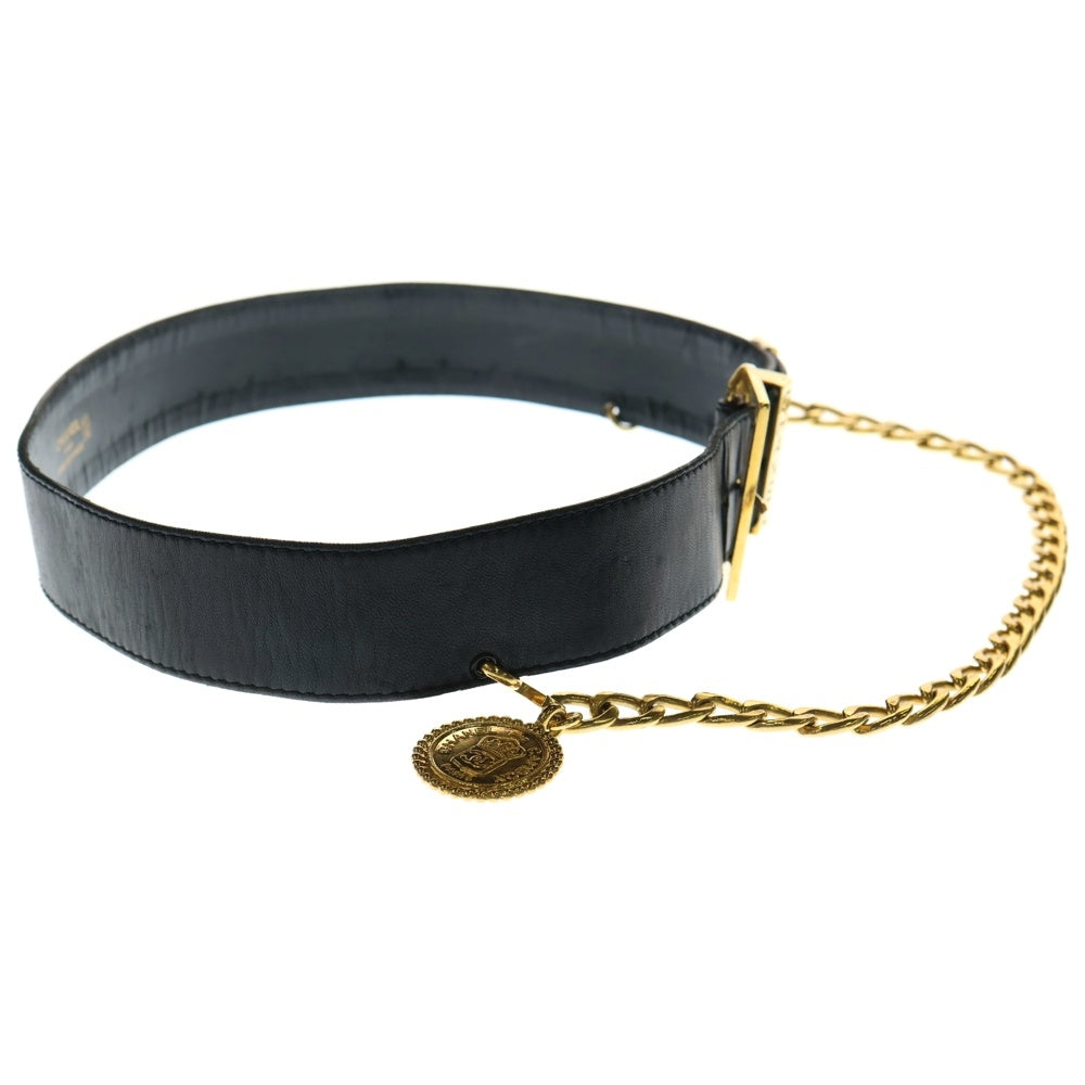 CHANEL(シャネル) CAMBON カンボンプレート ココマーク チェーン レザー ベルト ブラック/ゴールド