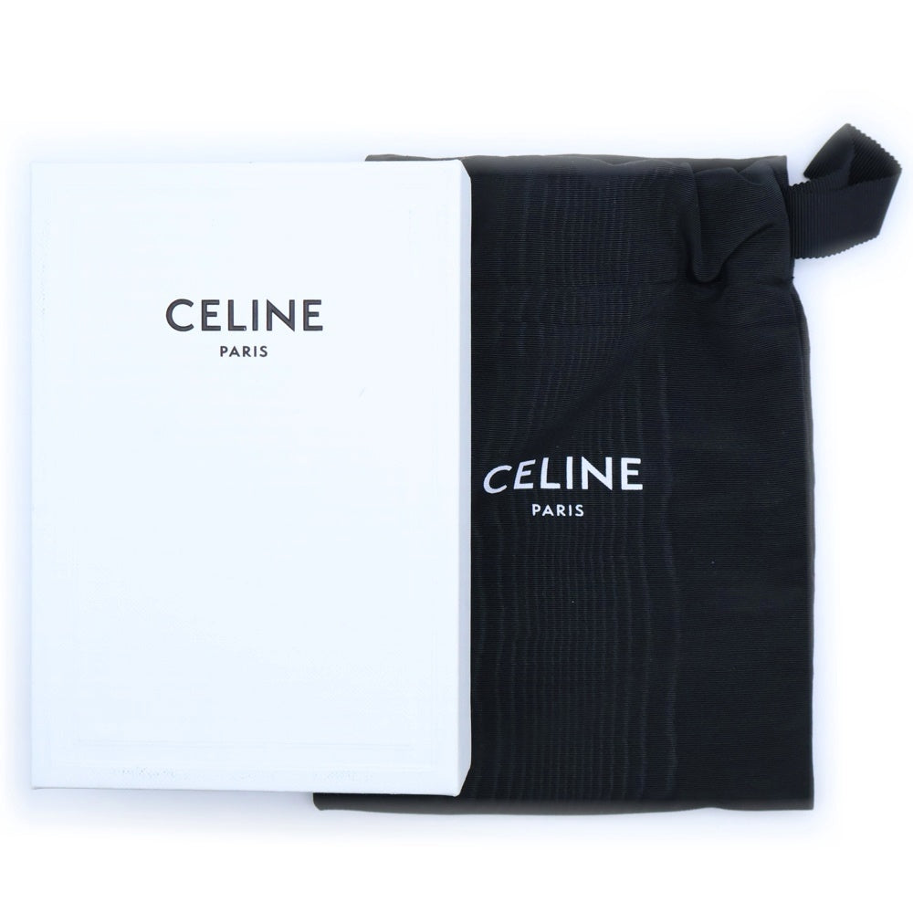 CELINE(セリーヌ) トリオンフ スモールフラップ コンパクトウォレット 三つ折り財布 ブラック カーフスキン 10D783DPV ゴールド金具