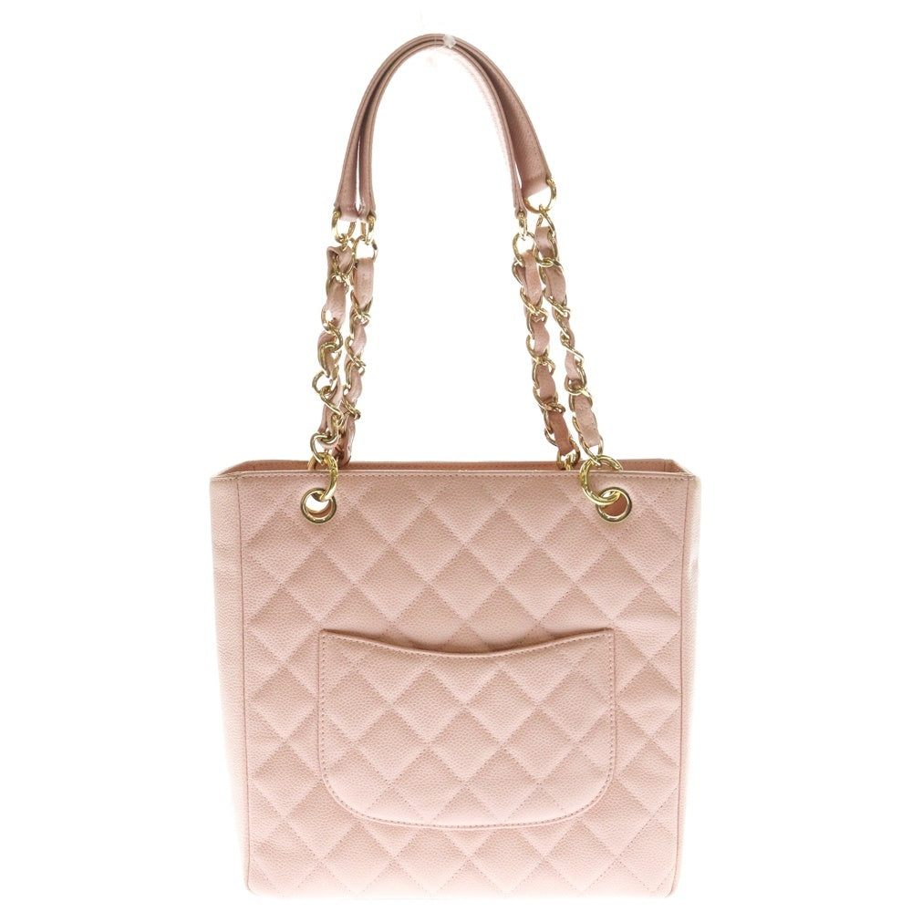 CHANEL(シャネル) ココマーク マトラッセ PST キャビアスキン チェーンレザートートバッグ ゴールド金具 ピンク A50994