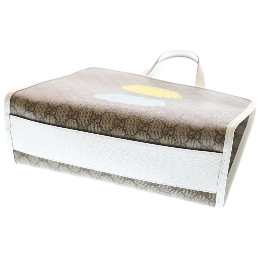 GUCCI(グッチ) チルドレンズ GGプリント トートバッグ ベージュ×レザー 605614