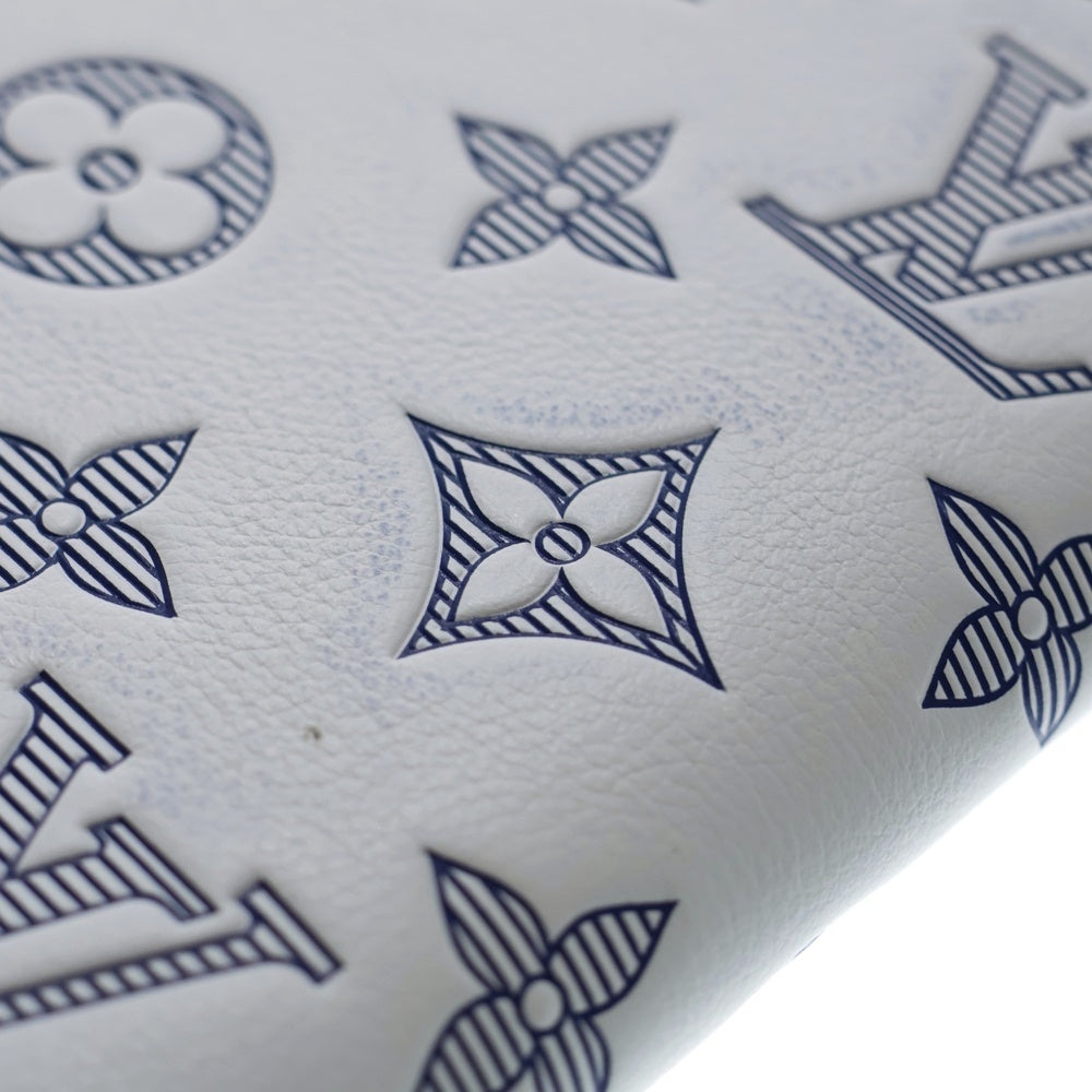 LOUIS VUITTON(ルイヴィトン) モノグラム シャドウ ジッピーウォレット ヴェルティカル ロングウォレット 長財布 カードケース ホワイト×ネイビー レザー M83381 ブラック金具