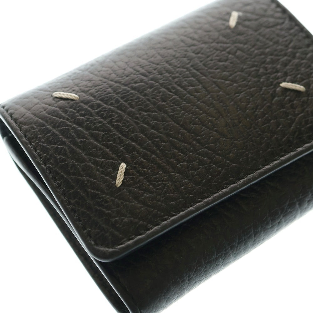 Maison Margiela 11(メゾンマルジェラ11) 4ステッチ レザーコンパクトウォレット 三つ折り財布 ブラック T8013