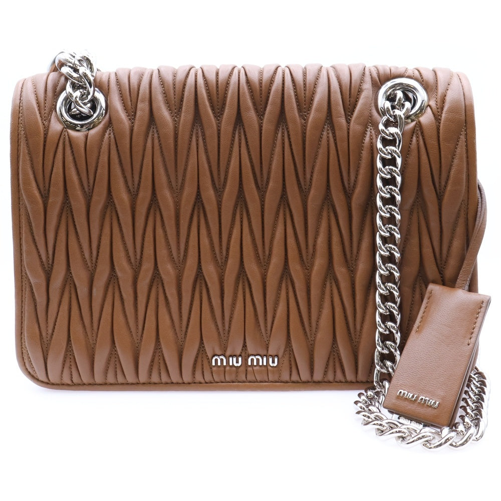 miumiu(ミュウミュウ) マテラッセ チェーン ショルダーバッグ ナッパレザー ブラウン 5BD015