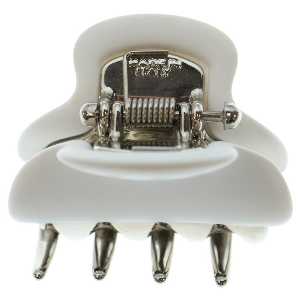 miumiu(ミュウミュウ) ロゴ ラインストーン ヘアクリップ シルバー×ホワイト