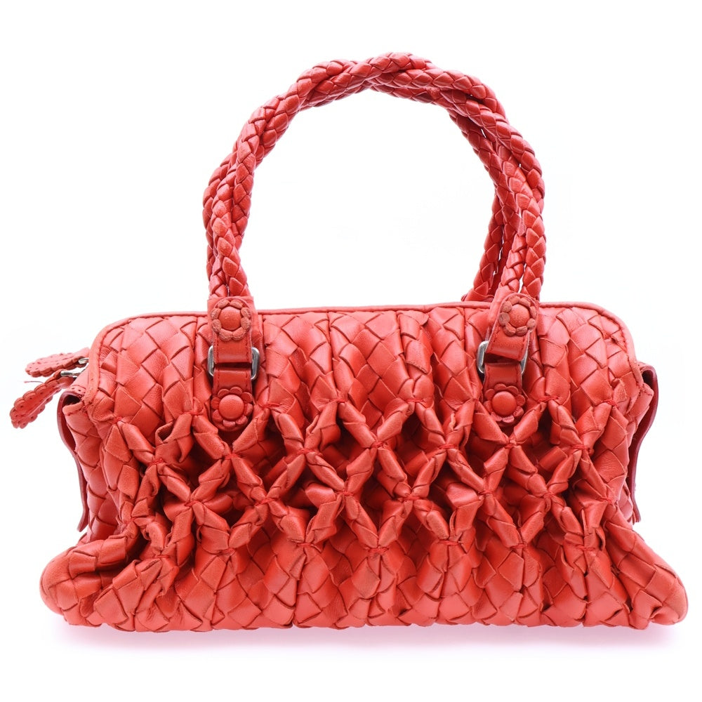 BOTTEGA VENETA(ボッテガヴェネタ) イントレチャート ハンドバッグ ミニバッグ レッド レザー シルバー金具
