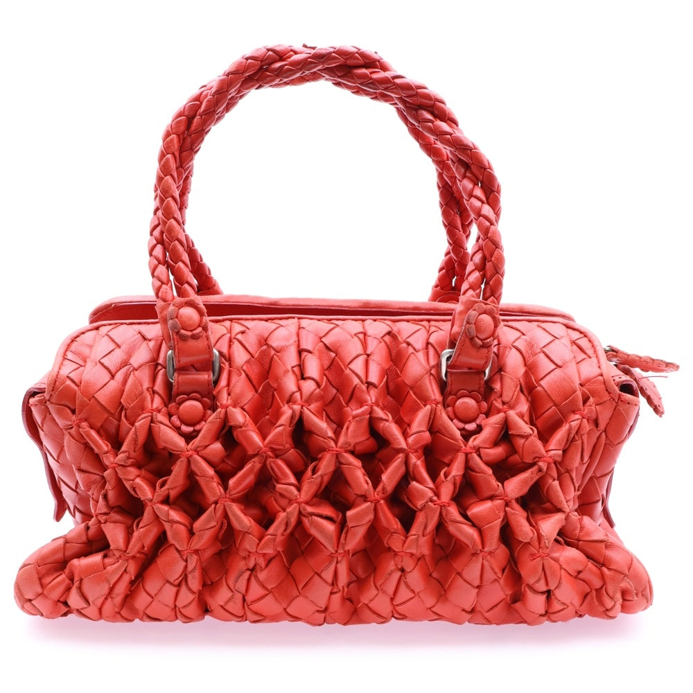 BOTTEGA VENETA(ボッテガヴェネタ) イントレチャート ハンドバッグ ミニバッグ レッド レザー シルバー金具