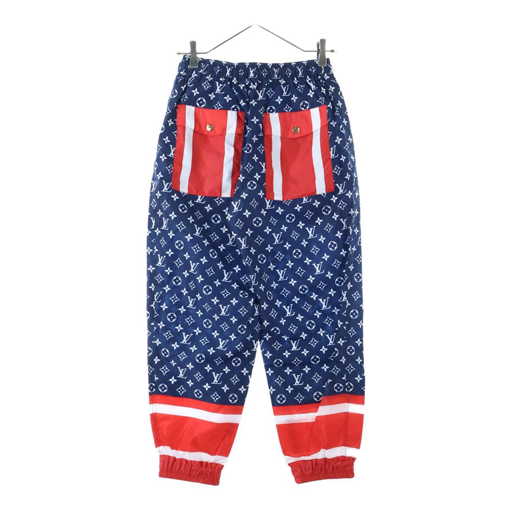 LOUIS VUITTON(ルイヴィトン) 24SS モノグラム 総柄 ナイロン トラック ジョガーパンツ ネイビー/レッド RW241WW CYA FQPX34