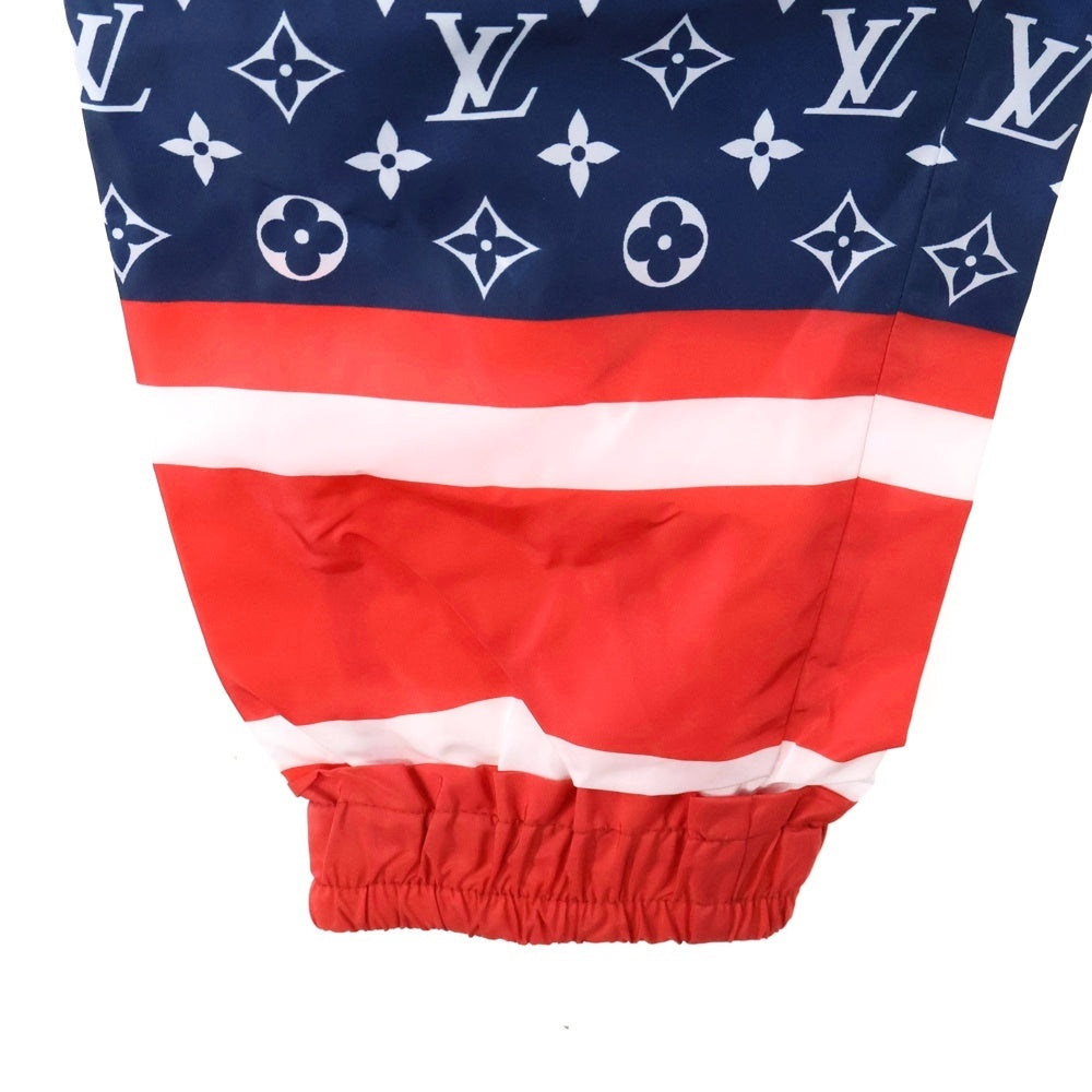 LOUIS VUITTON(ルイヴィトン) 24SS モノグラム 総柄 ナイロン トラック ジョガーパンツ ネイビー/レッド RW241WW CYA FQPX34