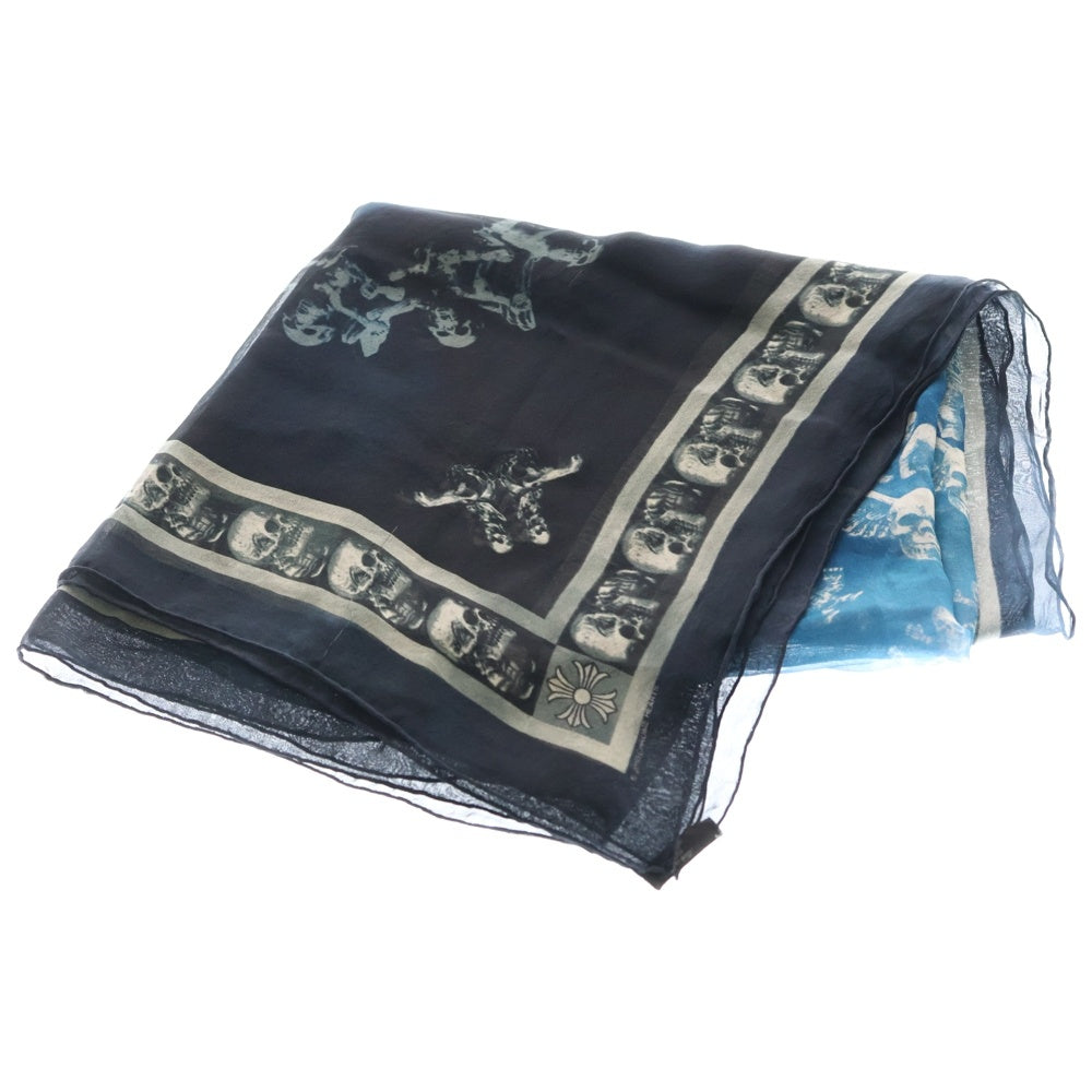 CHROME HEARTS(クロムハーツ) FOTI CH PLS フォティ CHプラス 総柄プリント シルクスカーフ ネイビー/ブルー