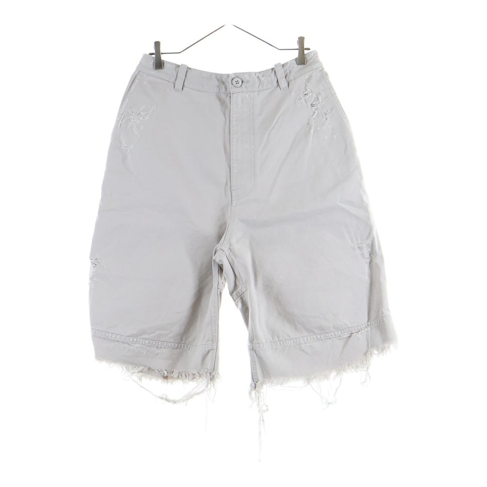BALENCIAGA(バレンシアガ) Heavy Cotton Workwear Pants ヘビーコットン ワークウェア ダメージ加工 ハーフ ショートパンツ ショーツ グレー 838820