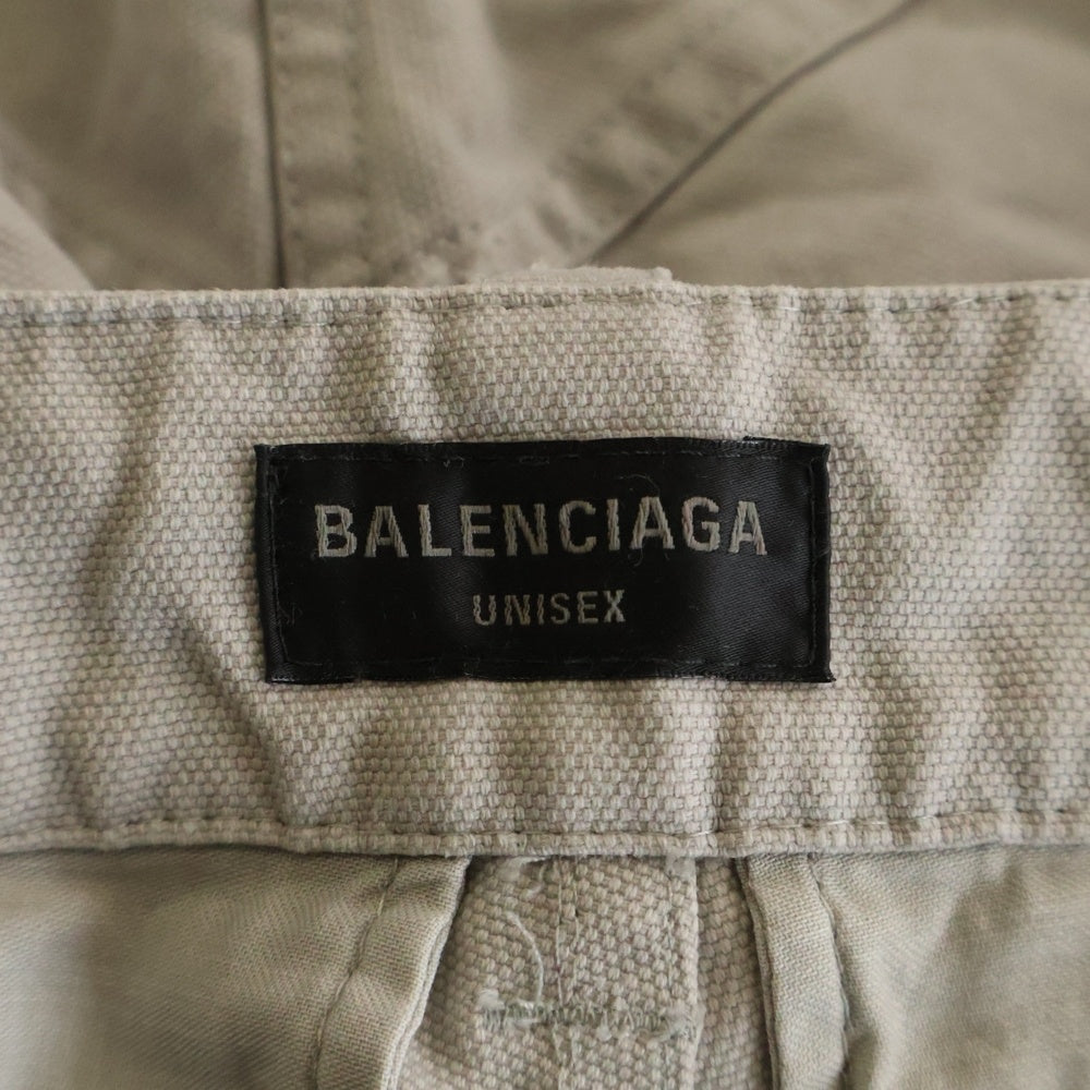 BALENCIAGA(バレンシアガ) Heavy Cotton Workwear Pants ヘビーコットン ワークウェア ダメージ加工 ハーフ ショートパンツ ショーツ グレー 838820