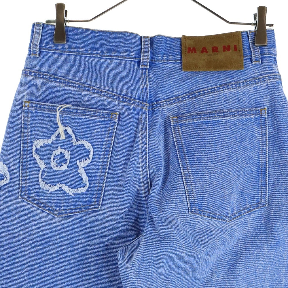 MARNI(マルニ) 25SS ボーイフレンド フラワーパッチ カットオフ ユーズド加工 デニムパンツ ジーンズ ブルー/インディゴ PAJD0425Q2 USCX34