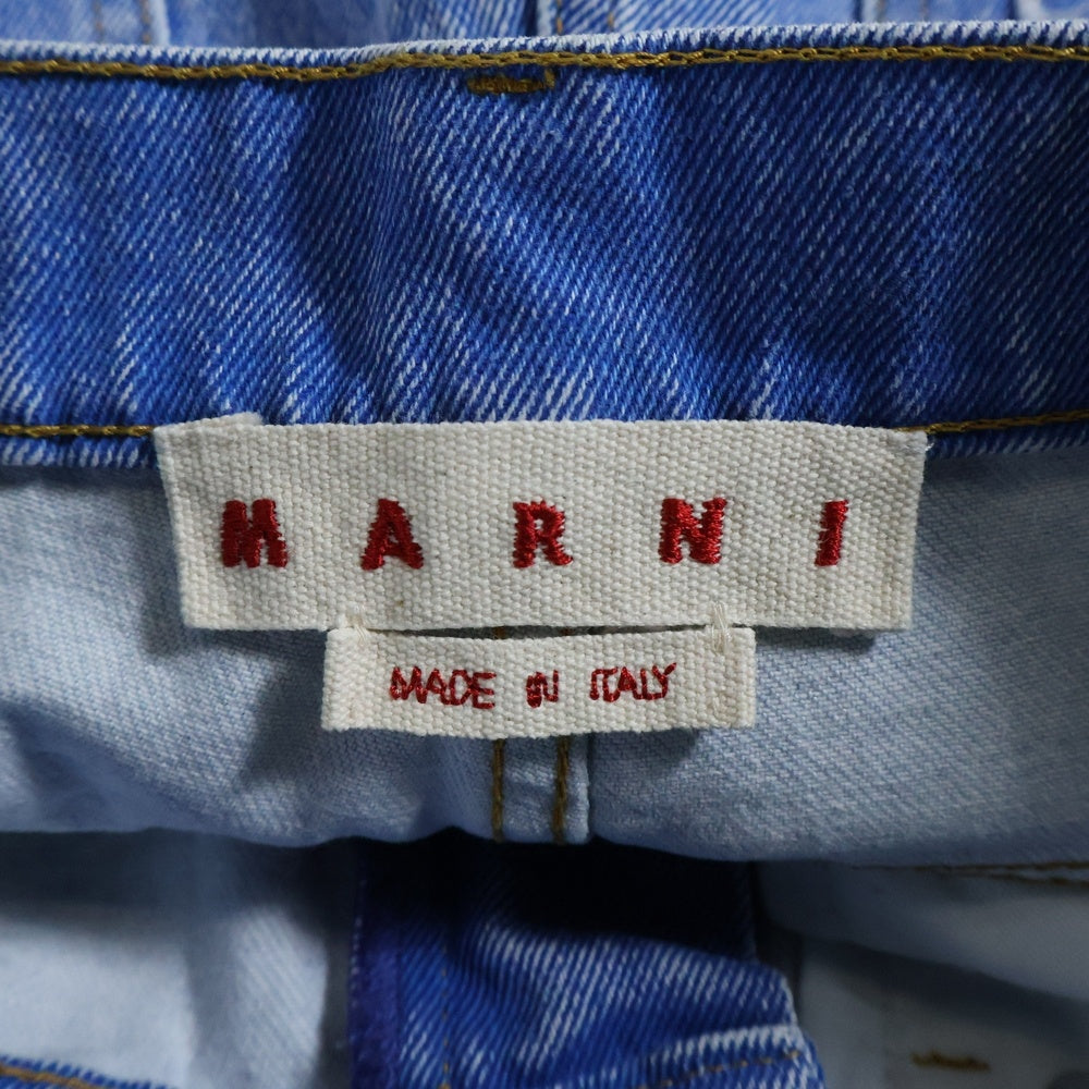 MARNI(マルニ) 25SS ボーイフレンド フラワーパッチ カットオフ ユーズド加工 デニムパンツ ジーンズ ブルー/インディゴ PAJD0425Q2 USCX34