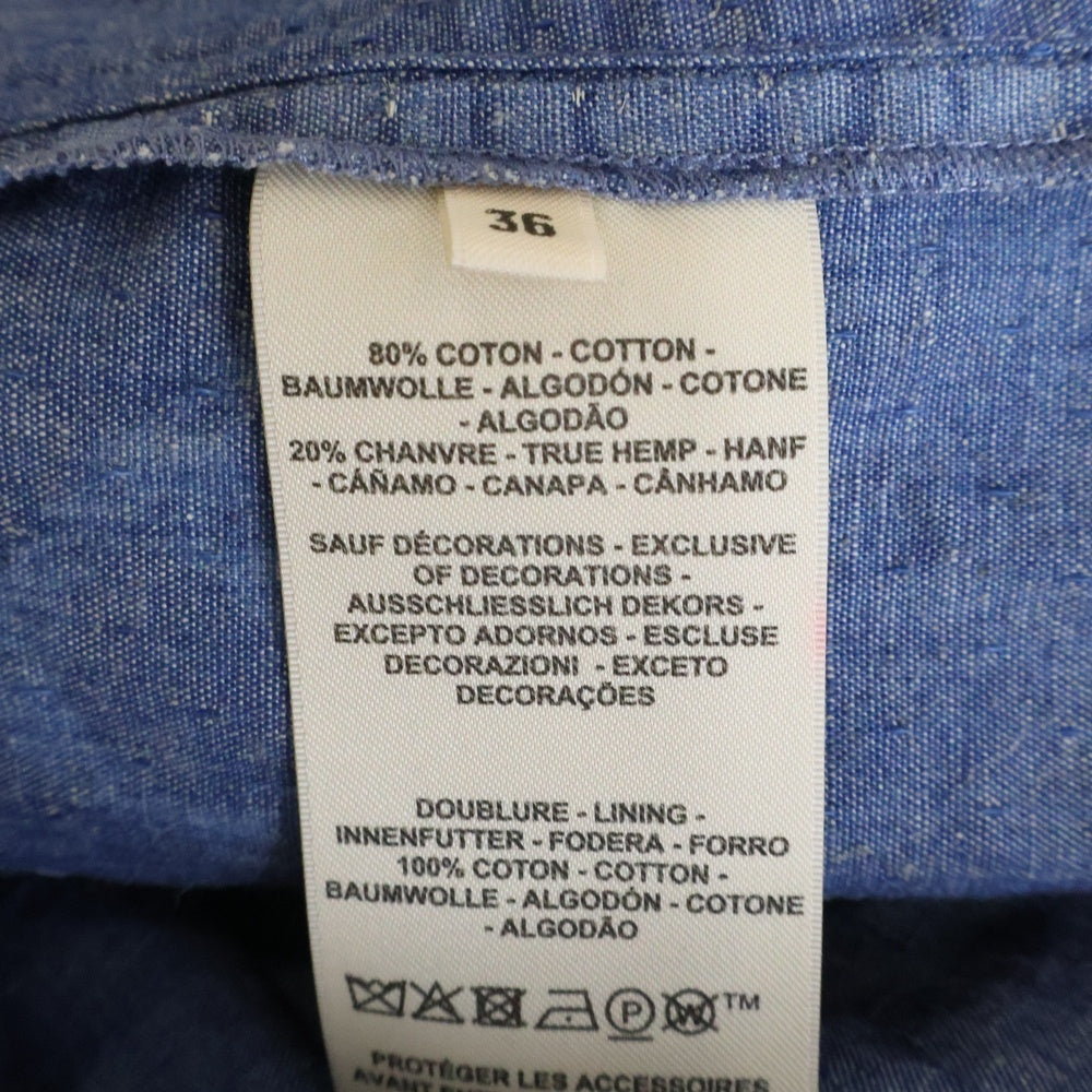 HERMES(エルメス) 25AW キャンディ リブリス 総柄 ワッペン ジップアップ 半袖 ミニ ワンピース ドレス インディゴ/ブルー レディース 5H0555DH