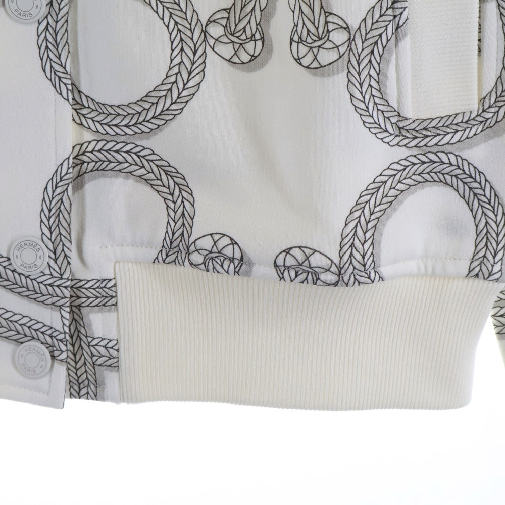 HERMES(エルメス) 25AW パルフロワ リミックス 総柄プリント セリエ スナップボタン スウェット ボンバージャケット ブルゾン ホワイト レディース 5H4203DT