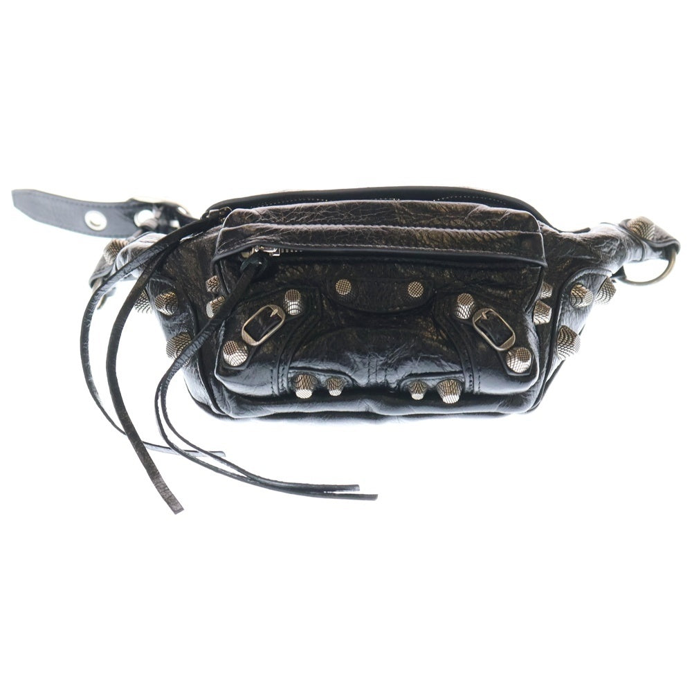 BALENCIAGA(バレンシアガ) Le Cagole Belt Bag ル カゴール レザー ベルト ウエストバッグ シルバー金具 ブラック 742013