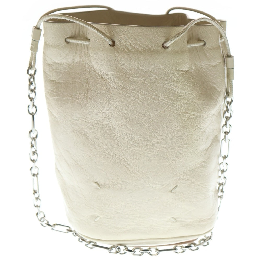 Maison Margiela 11(メゾンマルジェラ11) タビ バケットバッグ アイボリー レザー チェーン ショルダーバッグ レディース
