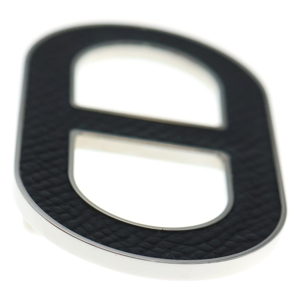 HERMES(エルメス) シェーヌダンクル ブローチ ピンバッジ ブラック レザー シルバー レディース