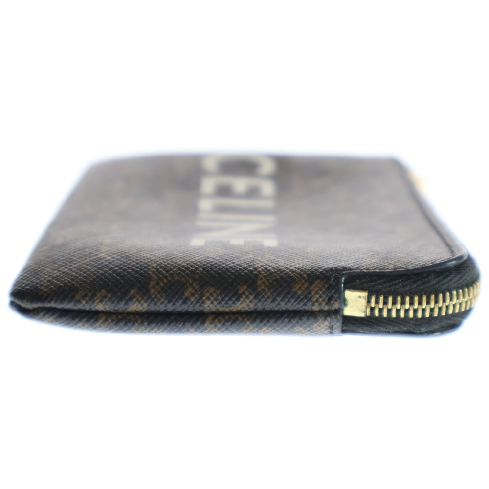 CELINE(セリーヌ) トリオンフ ロゴ カードケース コインケース 小物入れ バッグチャーム ブラウン PVC ゴールド金具 レディース