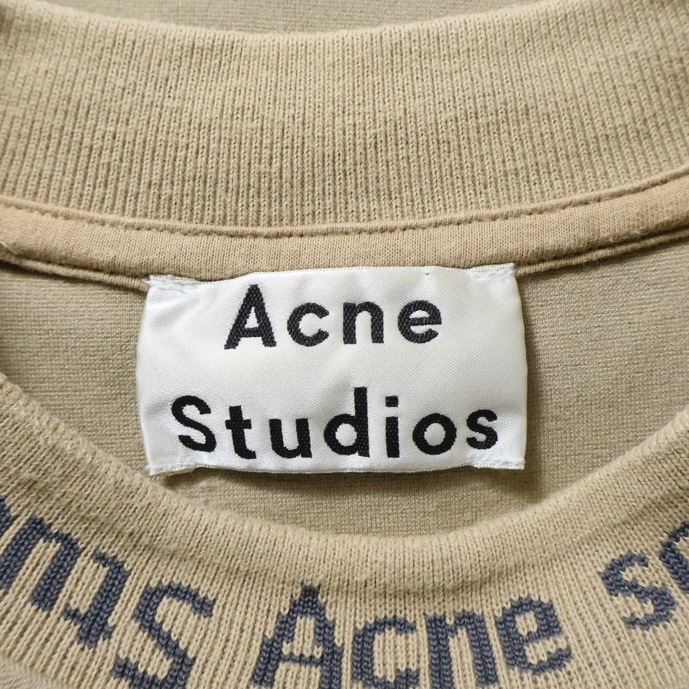 Acne Studios(アクネ ストゥディオズ) ネックロゴ クルーネック半袖Tシャツ ベージュ