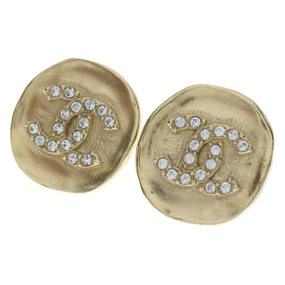 CHANEL(シャネル) ココマーク ラウンドピアス ラインストーン ゴールド