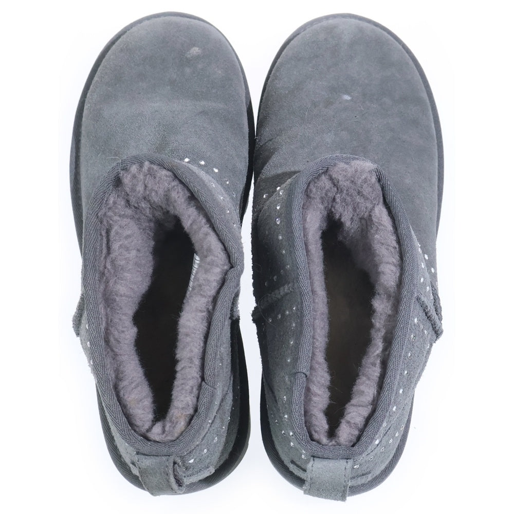 UGG(アグ) Classic Ultra Mini Bling クラシック ウルトラ ミニ ブリング ラインストーン スエードレザー ボアライニング ショートブール シューズ グレー 1119871 レディース