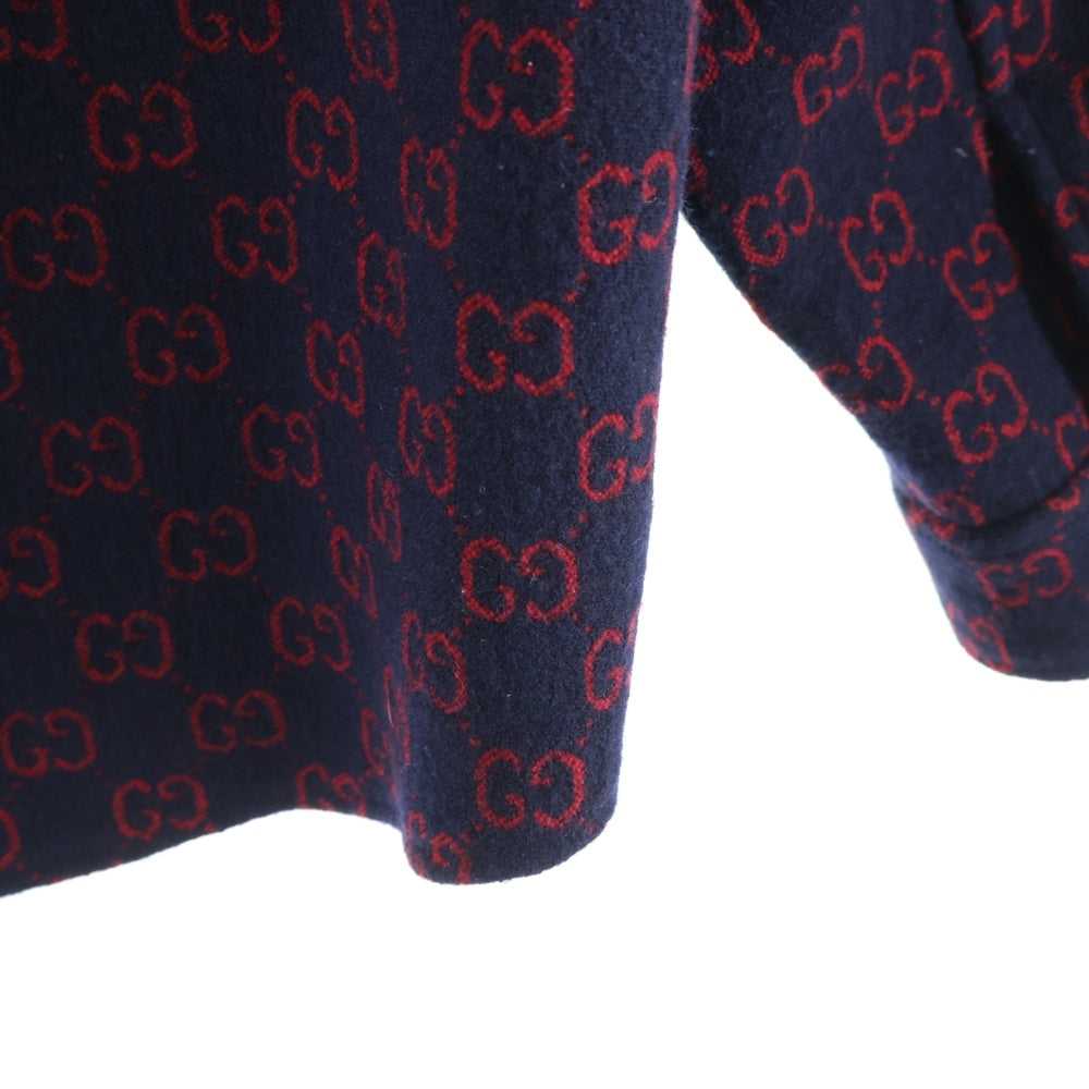 GUCCI(グッチ) GGジャガード総柄 ウール ジップアップジャケット ネイビー/レッド 638807