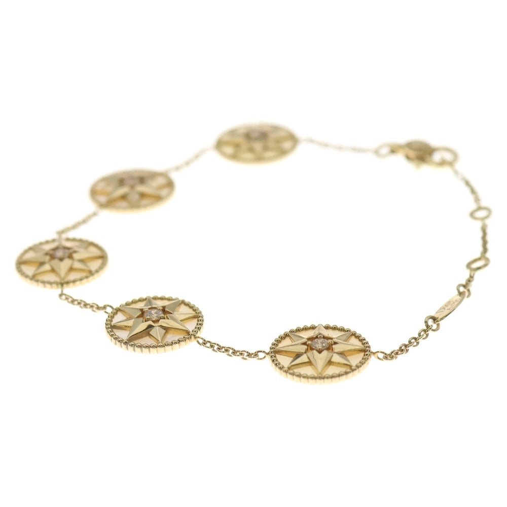 Christian Dior(クリスチャンディオール) ローズ デ ヴァン ダイヤモンド シェル 5アイコン ブレスレット 750YG イエローゴールド ジェエリー レディース